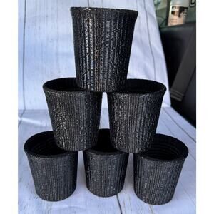Set 6 VTG Therma-Jac Drink Cozies | Mid-Century Hi-Jac Corp Black Woven Sleeves